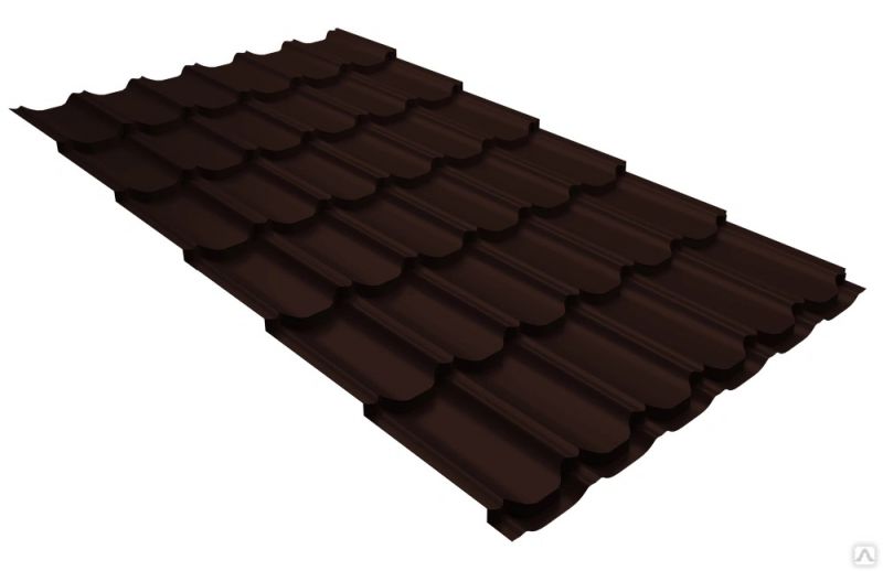 Металлочерепица Grand Line Kvinta Plus GreenCoat Pural RR 887 шоколадно-коричневый (RAL 8017 шоколад)