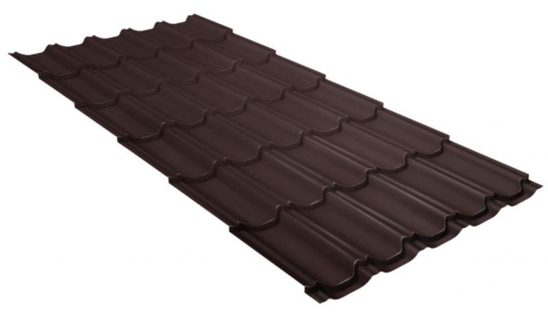 Металлочерепица Grand Line Kvinta Plus Drap 0,45 RAL 8017 шоколад
