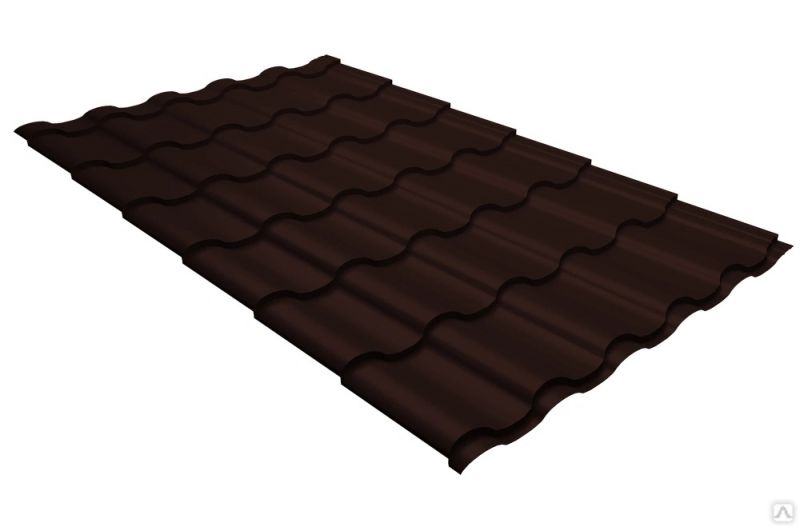 Металлочерепица Grand Line Kvinta Uno GreenCoat Pural RR 887 шоколадно-коричневый (RAL 8017 шоколад)