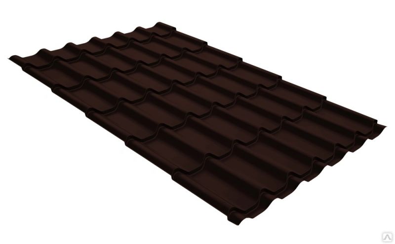 Металлочерепица Grand Line Classic GreenCoat Pural Mat RR 887 шоколадно-коричневый (RAL 8017 шоколад)