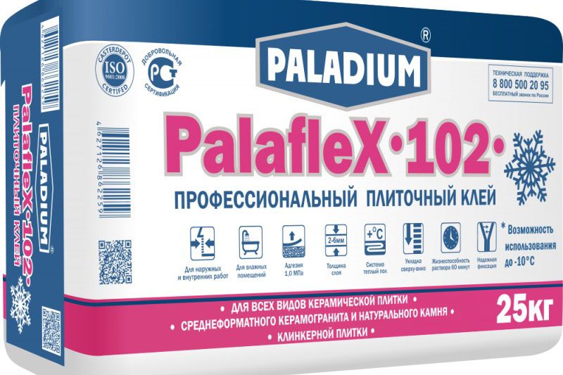 PALADIUM PalafleX-102 "Z" Палафлекс-102 "ЗИМА" ПЛИТОЧНЫЙ КЛЕЙ ПРОФЕССИОНАЛЬНЫЙ 25кг