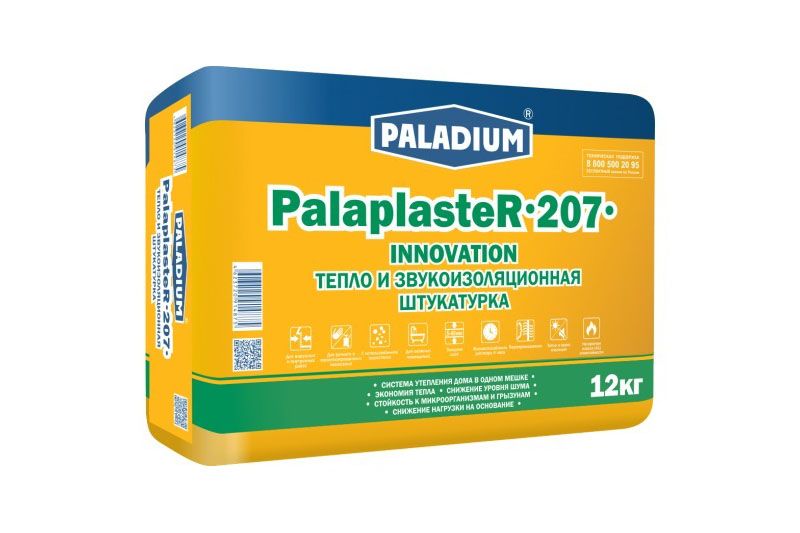 PALADIUM PalaplasteR-207 Палапластер-207 ШТУКАТУРКА ТЕПЛО И ЗВУКОИЗОЛЯЦИОННАЯ С ПЕНОСТЕКЛОМ 12кг