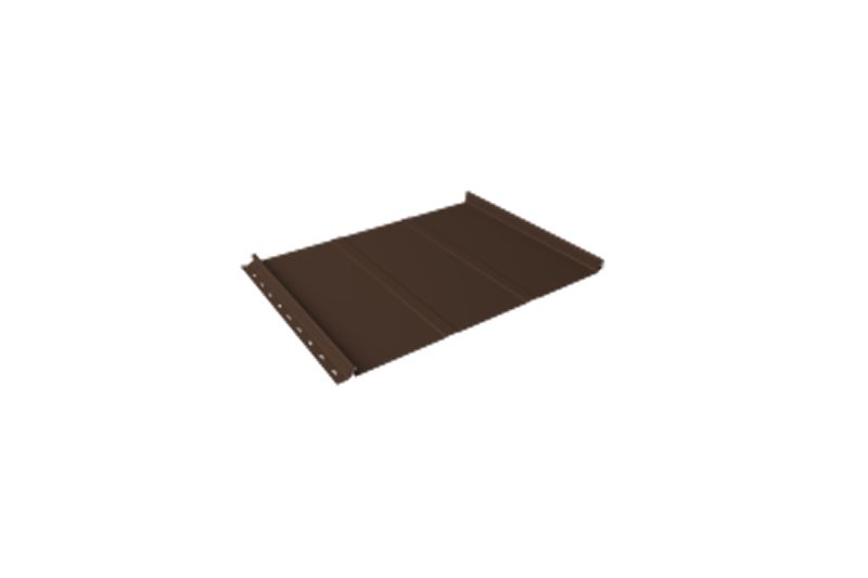 Кликфальц Line Grand Line 0,5 GreenCoat Pural BT с пленкой на замках RR 32 темно-коричневый (RAL 8019 серо-коричневый)