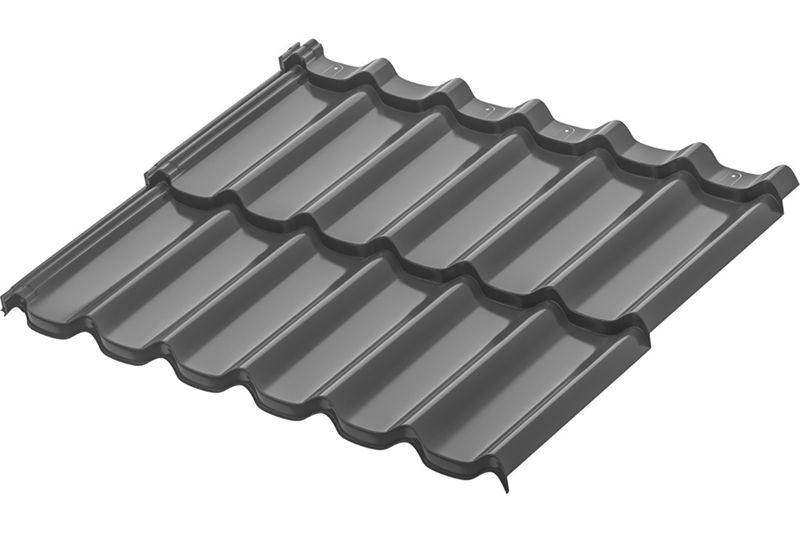 Модульная металлическая черепица Аквасистем Стокгольм XLL PU Matt (Zn275) 0,5мм Rooftop Кашемир (лист 1185х875 мм) RAL 7024