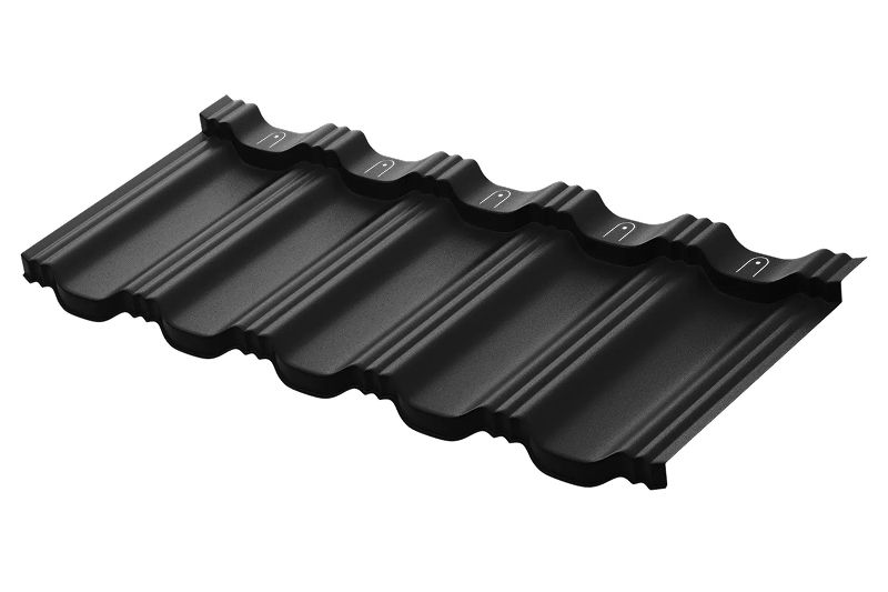 Модульная металлическая черепица Аквасистем Гётеборг XLL PU Matt (Zn180) 0,5мм Rooftop Бархат (лист 1185х465 мм) RAL 9005