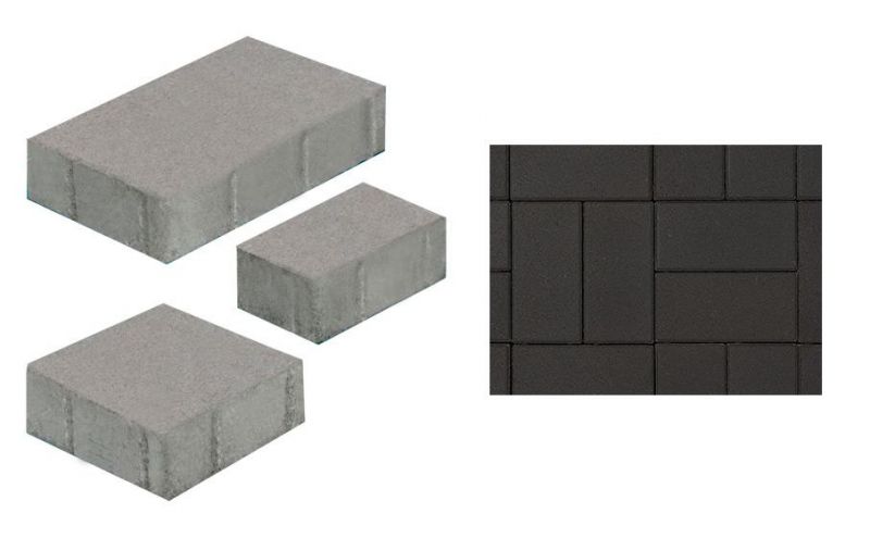 Плитка тротуарная ВЫБОР комплект из 3 видов плит Старый город Б.1.Ф.8см гладкий цвет черный