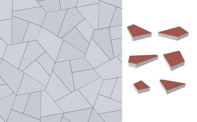 Плитка тротуарная ВЫБОР комплект из 6 видов плит Оригами 4Фсм.8 гладкий цвет красный