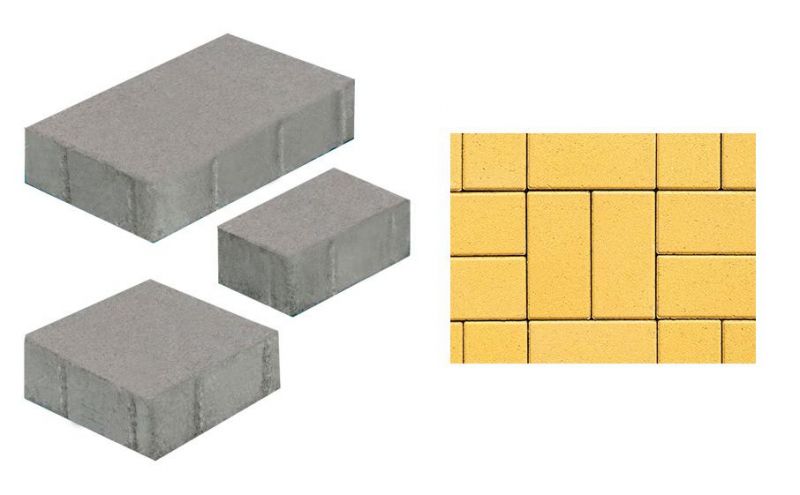 Плитка тротуарная ВЫБОР комплект из 3 видов плит Старый город Б.1.Ф.6см гладкий цвет желтый