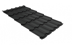 Металлочерепица Grand Line Kvinta plus PurPro RAL 7024 мокрый асфальт